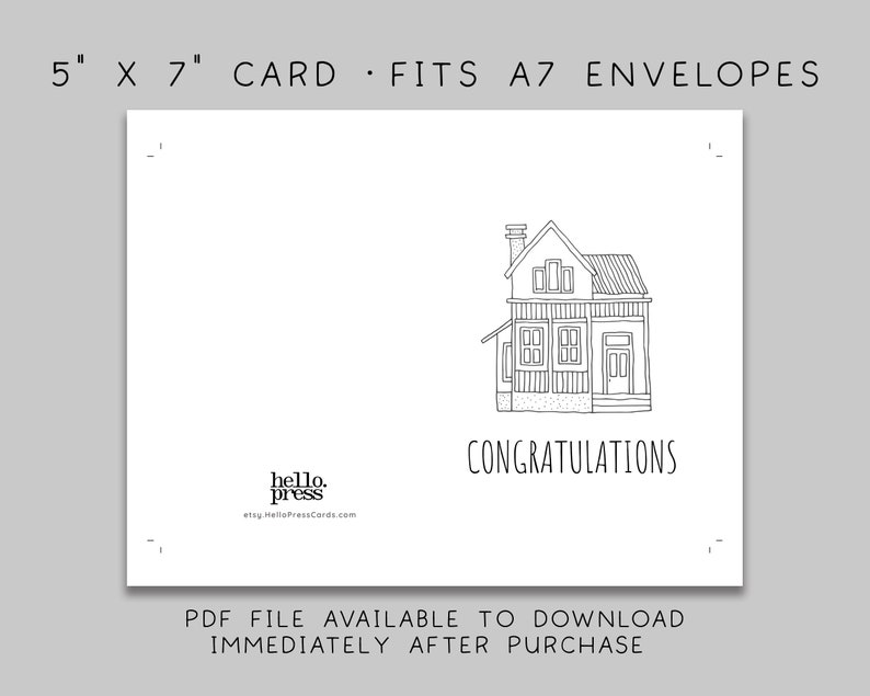 New Home Congratulations Card Download, Printable Housewarming Greeting Card Template, Moving Card Downloadable PDF, 04-2 image 2