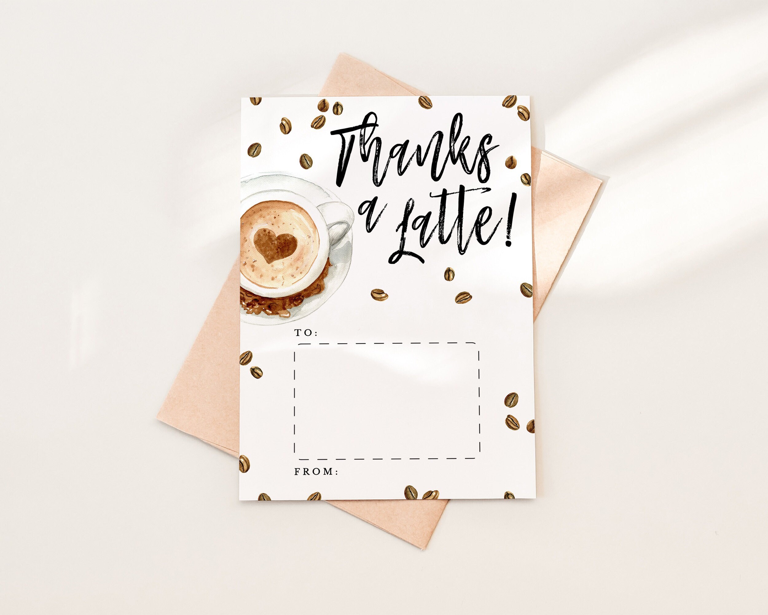 Printable Coffee Gift Card Holder Download Thanks a Latte - Etsy