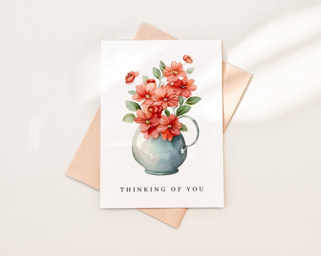 Thinking of You Floral Greeting Card Download, Just Because Card ...