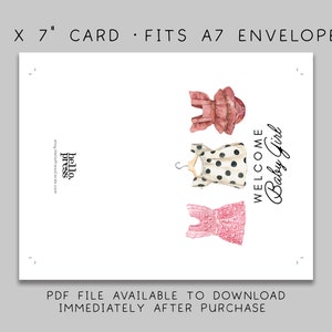 Welcome Baby Girl Card Download, Congratulations Baby Shower Greeting Card Template, Printable New Baby Congrats Card, 08 image 2
