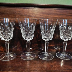 Set of 4 Vintage, Cut Crystal Wine / Water Glasses / Goblets