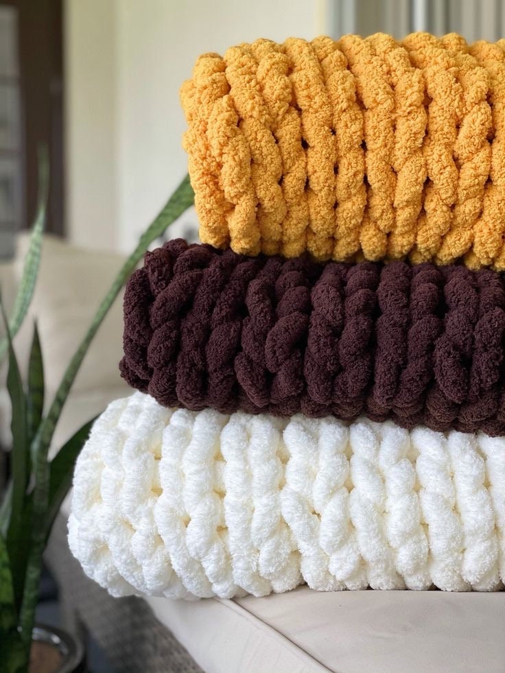 Chunky Knit Blanket Merino Wool Blanket Weighted Blanket Giant
