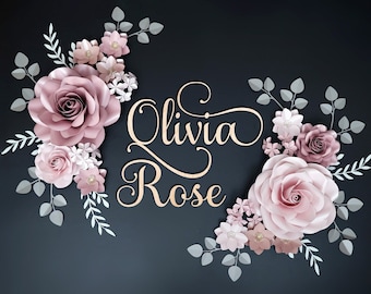Blush Paper Flower Wall Art: Misty Rose Nursery Decor