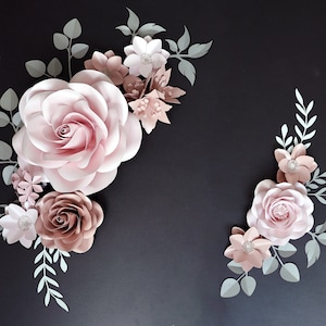 Pink paper flowers Nursery wall decor set, Baby Girl Nursery Flowers, Nursery Paper Flowers, Paper flowers wall decor.