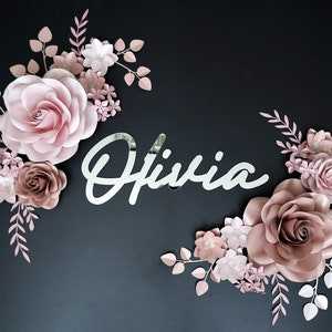 Customized Paper Flowers Wall decor for girls Nursery / Paper flowers / Paper flowers over the crib / Paper flowers backdrop