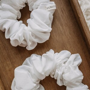 Oversized Scrunchie white Cotton Silk Hair tie XXL cotton silk Gift for her Cotton Silk Cable elastic large CURLY'N'COVERED image 2