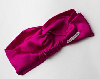 CURLY'N'COVERED hairband / headband with knots 100% silk | magenta | pure mulberry silk 22 momme grade 6A | handmade in Germany