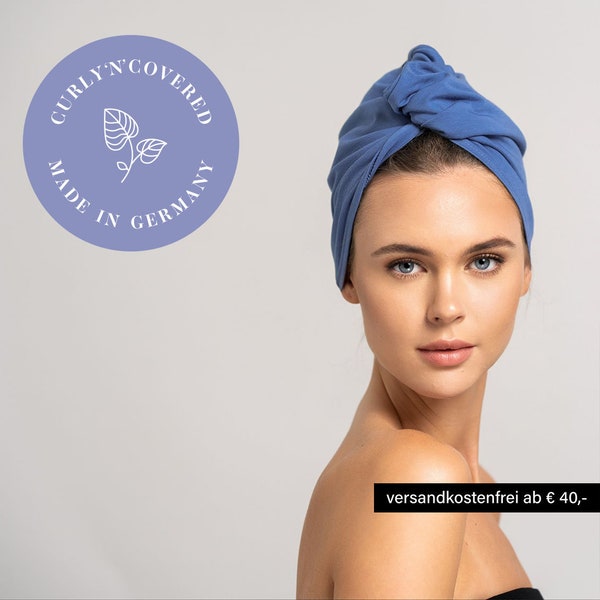 Haarhandtuch Bambus 55 x 120 hell blau | Handtuch für Haare von CURLY N COVERED | Perfekt als Turban Handtuch und für die Plopping Methode!