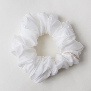 Oversized Scrunchie white Cotton Silk Hair tie XXL cotton silk Gift for her Cotton Silk Cable elastic large CURLY'N'COVERED image 4