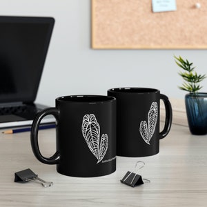 Mug Anthurium Warocqueanum : plante Queen Anthurium, céramique noire, 11 oz