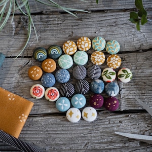 Fabric Button Stud Earrings, Hypoallergenic