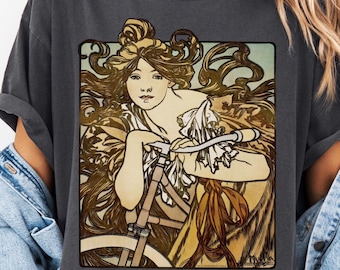 Alphonse Mucha Shirt, Cycles Perfecta Art Nouveau Tee, Vintage Bicycle Graphic Shirt, Museum Art Gift, Christmas Gift