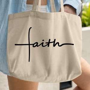 Faith Canvas Tote Bag: Christian Scripture Book Bag