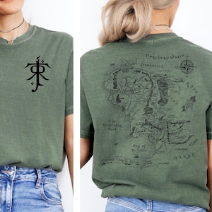 T-shirt Comfort Colors Tolkien avec carte au dos,