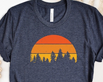 Camping Gift Shirt, Forest Themed Shirt, Tree Shirt, Adventure Is Calling,Sunset Themed Shirt,Wildlife, Wilderness, Pine Tree, Camper Tshirt
