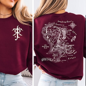 JRR Tolkien met kaart E op achterkant Hoodie, sweater, JRR Tolkien-hoodie, uniseks cadeau
