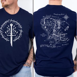 Tolkien T-Shirt, gebrochene Klinge T-Shirt mit mittlerer E Karte auf dem Rücken T-Shirt, Unisex-Shirt