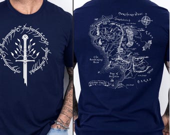 Tolkien T-Shirt, Broken Blade Tee with Middle E Map On Back Tshirt,Unisex Shirt