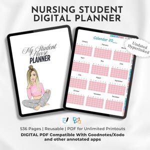 Nursing Student Digital Planner, Nursing School Planner, Digital Planner For Nursing Students, Student Nurse Planner, Undated Planner