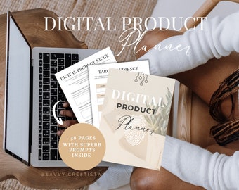 DIGITAL Product Planner To Organise Ideas in Online Business| Step-by-step Guide |Done For You Planner in Canva |Templates |Downloadable PDF