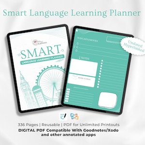 Digital Language Learning Planner, SMART Language Planner, Digital Goodnotes Planner, Vocabulary Workbook