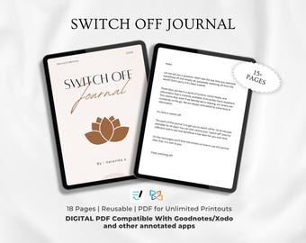 Diario de desintoxicación digital imprimible / Planificador de desconexión en PDF / Atención plena y reinicio del tiempo de pantalla
