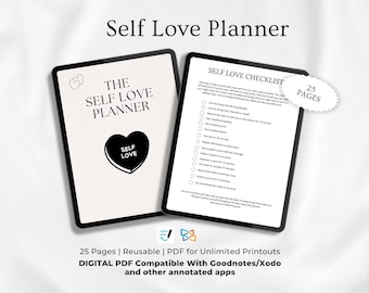 Digital Self Love Planner, Self Love Journal, Self Care Planner, Gratitude Journal, Wellness Journal, Mental Health Journal, Self-Love Plan