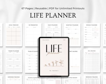 Pacote Definitivo de Planejamento de Vida | Mais de 65 Páginas para Imprimir, Ideal para Pessoas com TDAH (Download Digital)