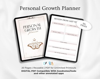 Afdrukbare persoonlijke groeiplanner | Digitaal dagboek voor persoonlijke ontwikkeling | Manifestatieplanner, pdf | Geestelijke gezondheid | Mindfulnessdagboek