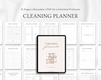 Een schoonmaakplannerbundel | Afdrukbare checklist voor hoofdreiniging | Planner voor grondige reiniging en opruiming | Home Organisatie Takenschema pdf
