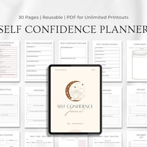 Self Confidence Planner, Confidence Planner, Self Confidence Journal, Self love Planner, Printable Planner, Confidence PDF, Mental Health