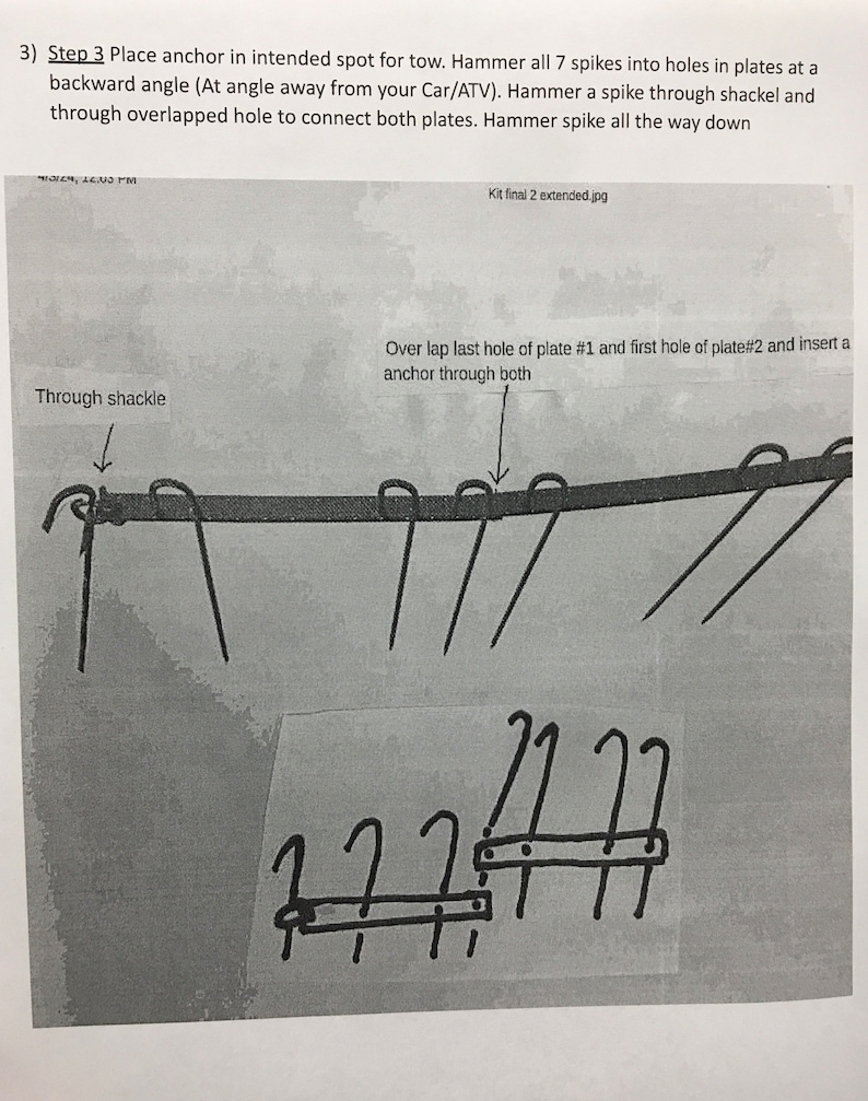 Recovery Anchor Land Anchor and Spikes Kit for Winch or Come Along Winch Self Tow ATV Car Truck