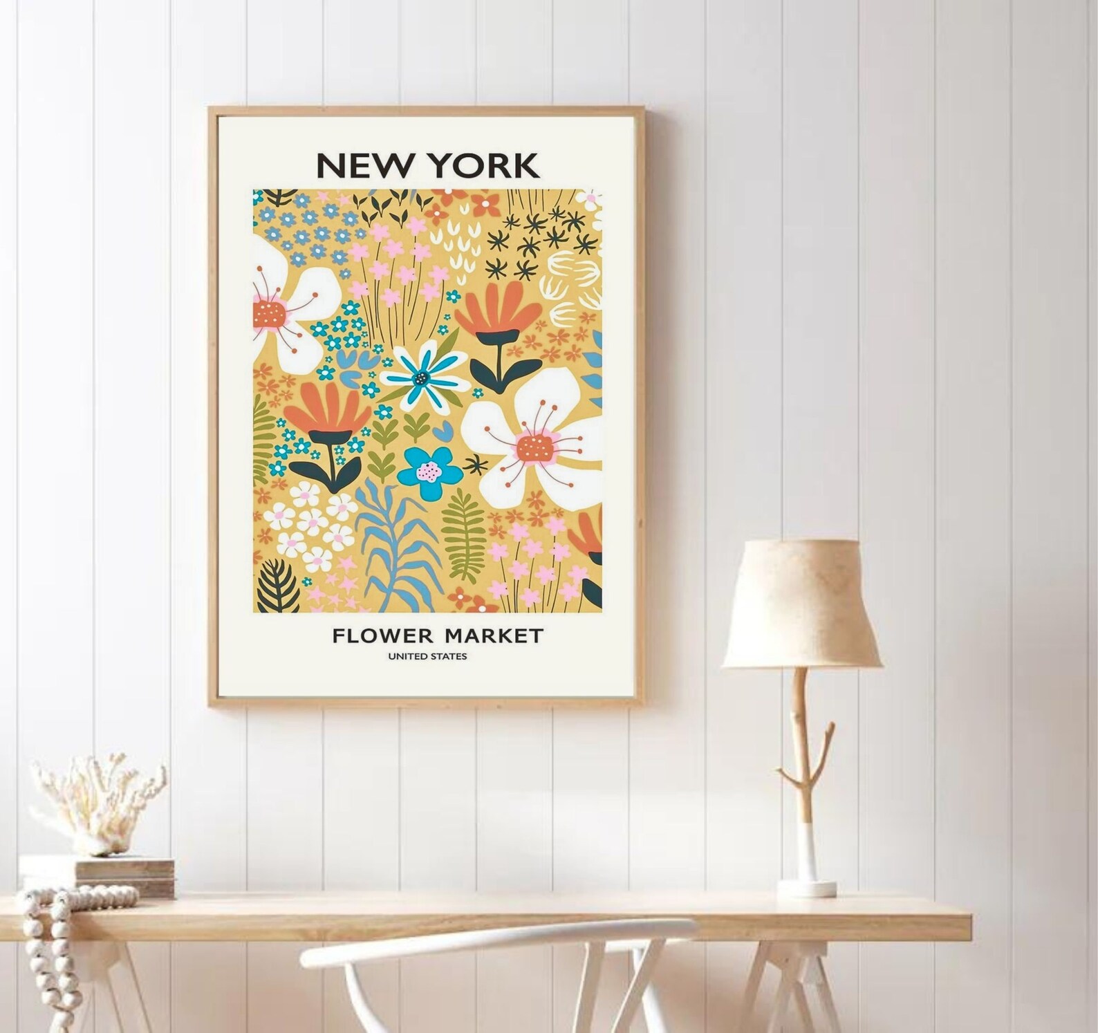 Flower Market Poster New York Home Decor Poster Market Poster, Retro