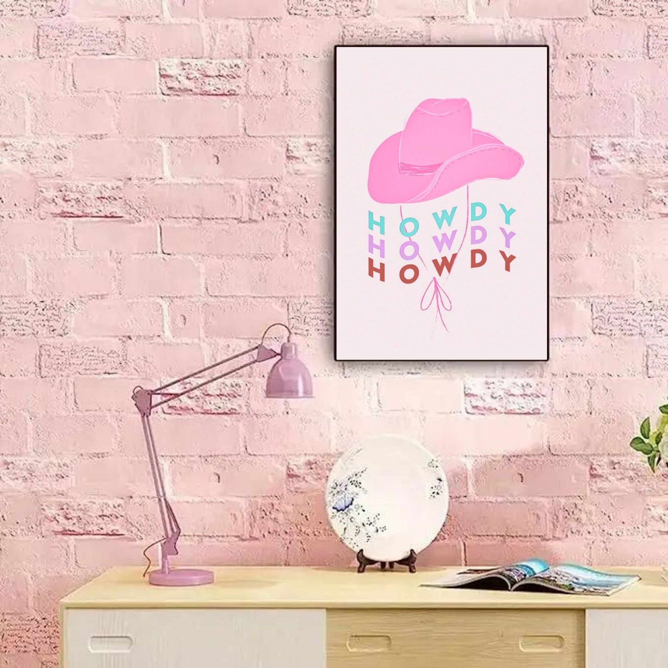 Pink Howdy Print Teen Cowgirl Bedroom Decor Preppy Dorm - Etsy