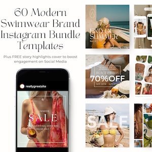 Instagram-berichtsjablonen voor badkleding | Moderne canvaslay-outs (digitale download)