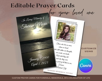 Prayer card template, Prayer cards for funerals, Prayer cards printable, Custom prayer card, Custom Memorial card, Beach prayer card