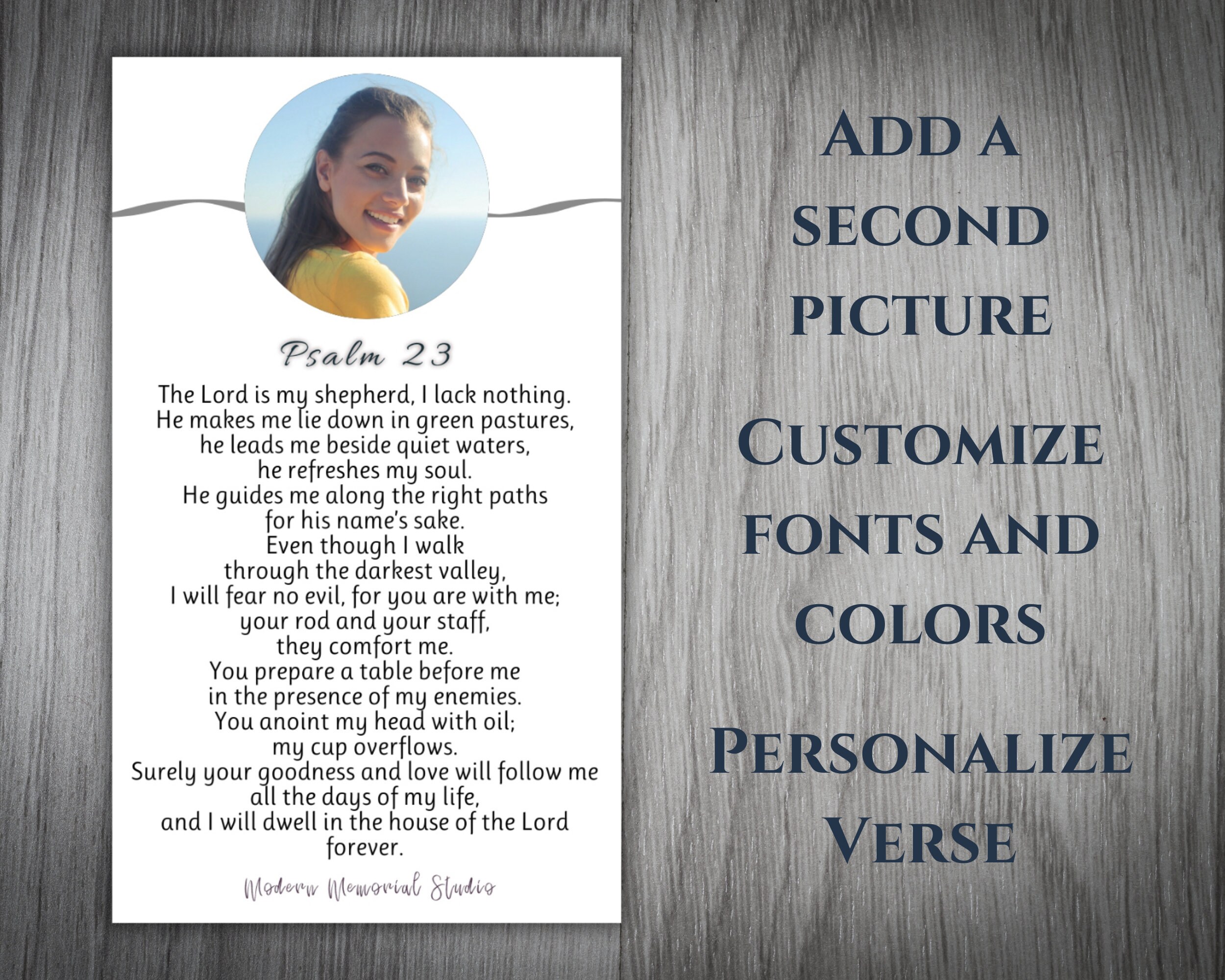 Prayer Cards for Funerals Catholic, Custom Prayer Card, Psalm 23 Prayer