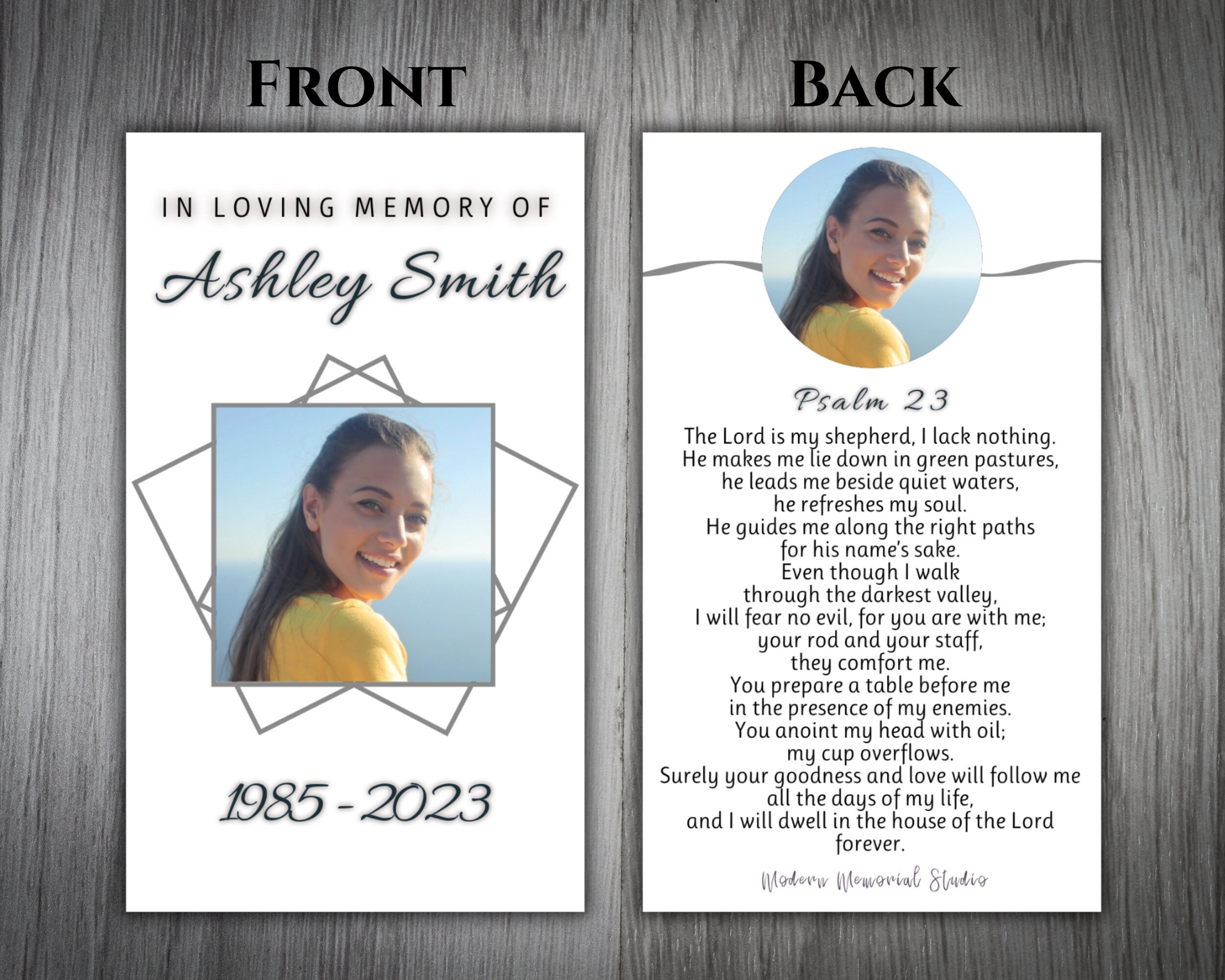 Prayer Cards for Funerals Catholic, Custom Prayer Card, Psalm 23 Prayer