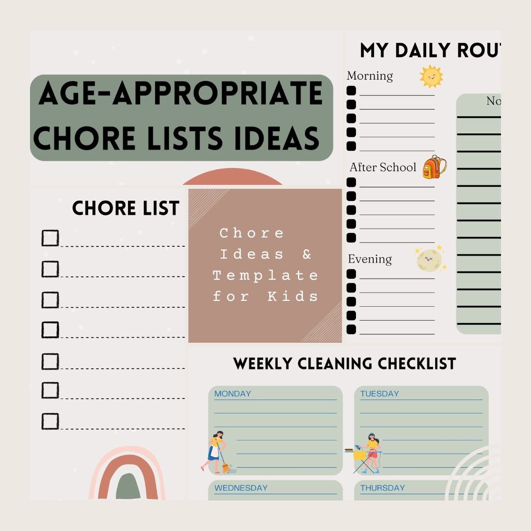 Chore Lists for Kids Age-appropriate Chore Ideas for Every - Etsy