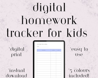 Kids PRINTABLE HOMEWORK TRACKER | 5 Colour school tracker | Children's Homework Log | Parents Work Planner | Homework Checklist
