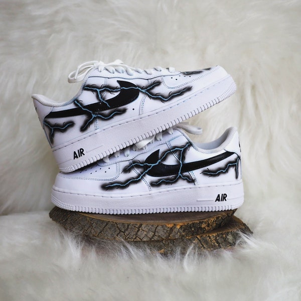 Air Force 1 Black Lightning, Air Force 1 Black Lightning, Custom Air Force 1, Hand Painted Air Force 1