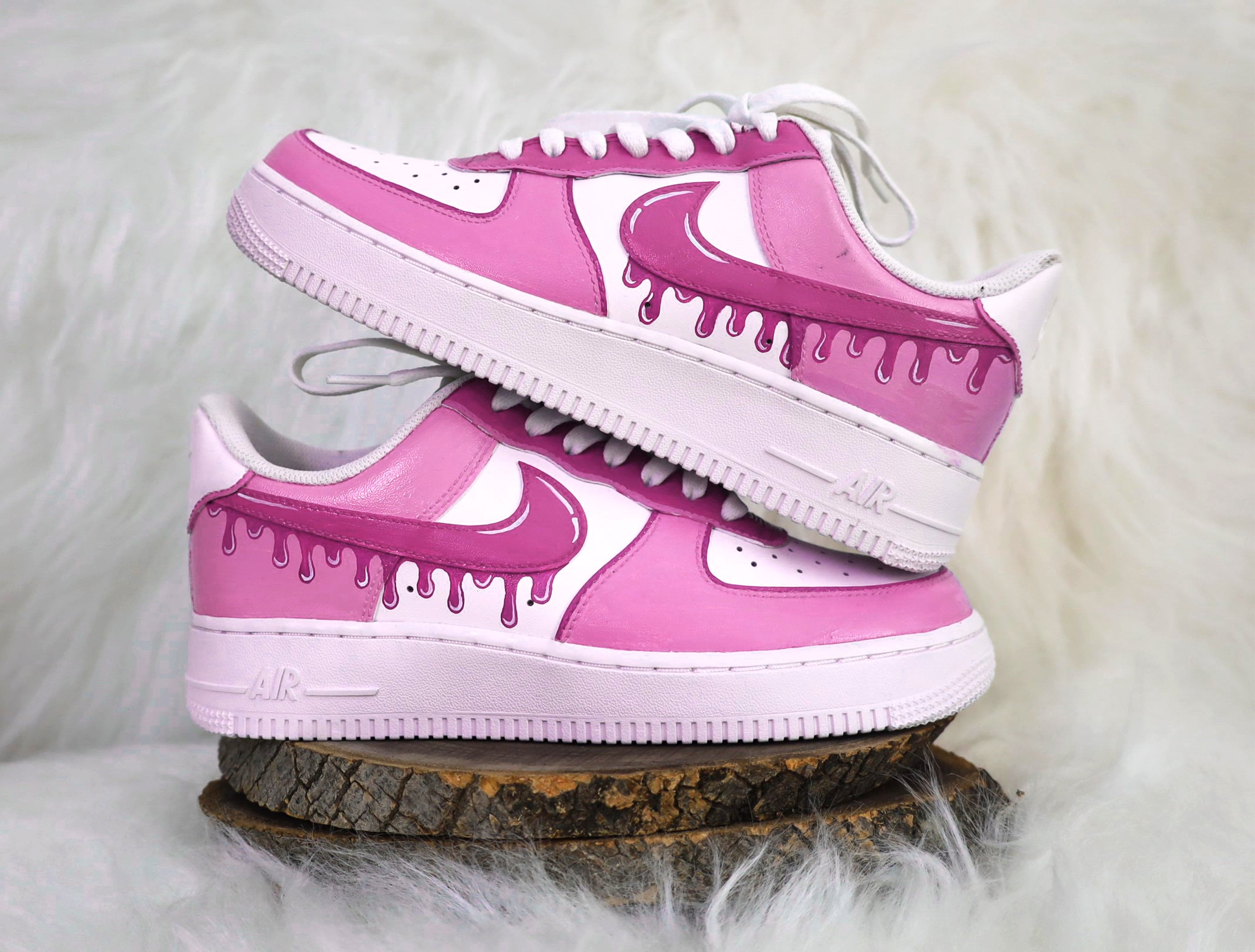 Air Force 1 Custom Purple & Teal Drip Swoosh Donut White Shoes