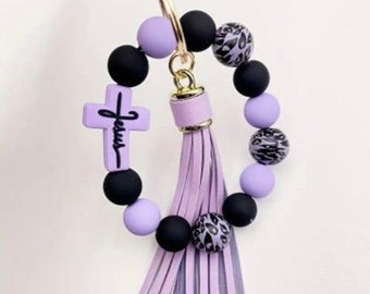 Purple Jesus Beaded Wristlet