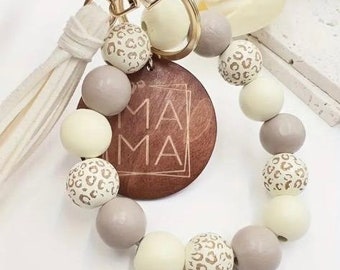 Pulsera con cuentas de mamá blanca y gris