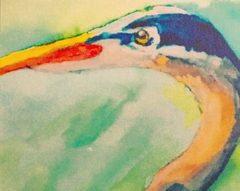 Above all, be the Heron of your own life.... Watercolor Print