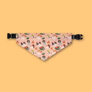 Sushi Cats Pet Bandana Collar - Cute Bandana Scarf with Adjustable Collar and Buckle, Dog Bandana, Cat Bandana, Gift for Pets, Pet Accessory