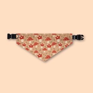 Red Mushrooms Pet Bandana Collar - Cute Bandana Scarf with Adjustable Collar and Buckle, Dog Bandana, Cat Bandana, Gift for Pets, Leaves