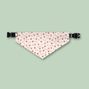Hearts and Paws Pet Bandana Collar - Cute Bandana Scarf with Adjustable Collar and Buckle, Dog Bandana, Cat Bandana, Pet Gift, Neutral Color