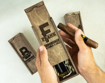 Wedding Party Favors, Father of Bride Gift,  Personalized Groomsmen Gift Box, Groomsmen Proposal, Cigar Gift Box, Wooden Gift Box