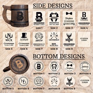 Custom Stein Mug, Groomsmen Wooden Beer Mug, Personalized Medieval Tankard, Best Man Gift, Bachelor Party Favor, Wedding Officiant Gift image 4